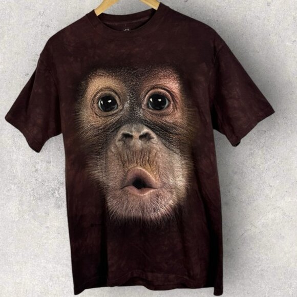 The Mountain Monkey Face Brown T-Shirt Size Medium Short Sleeve Crew Neck Tee M - Picture 1 of 10